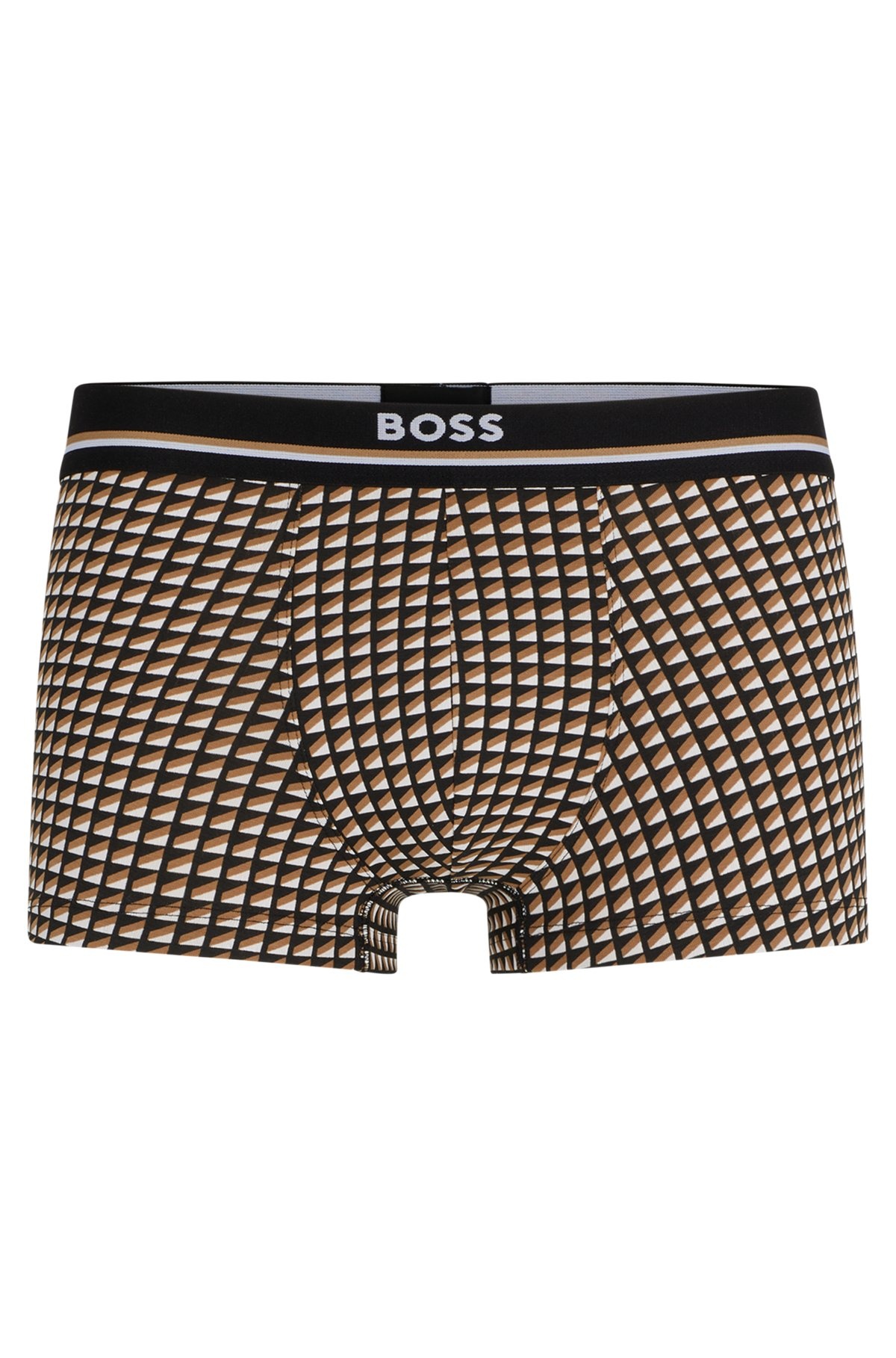 STRETCH-COTTON TRUNKS WITH MICRO PATTERN AND LOGO WAISTBAND - 1