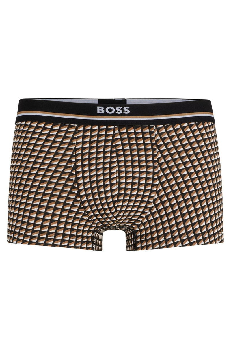 STRETCH-COTTON TRUNKS WITH MICRO PATTERN AND LOGO WAISTBAND 1