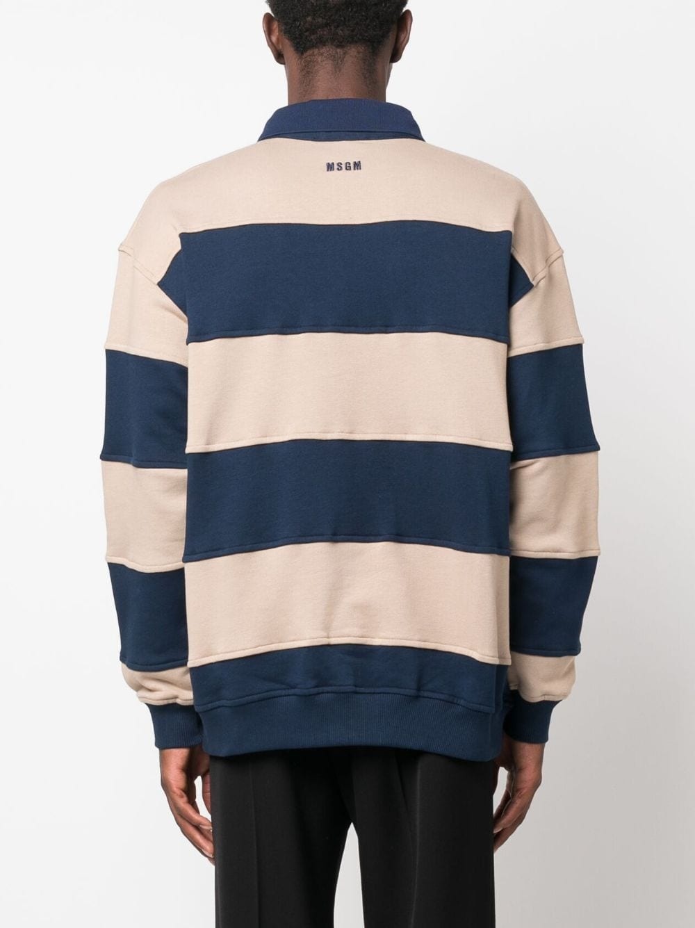 logo-patch striped polo sweatshirt - 4