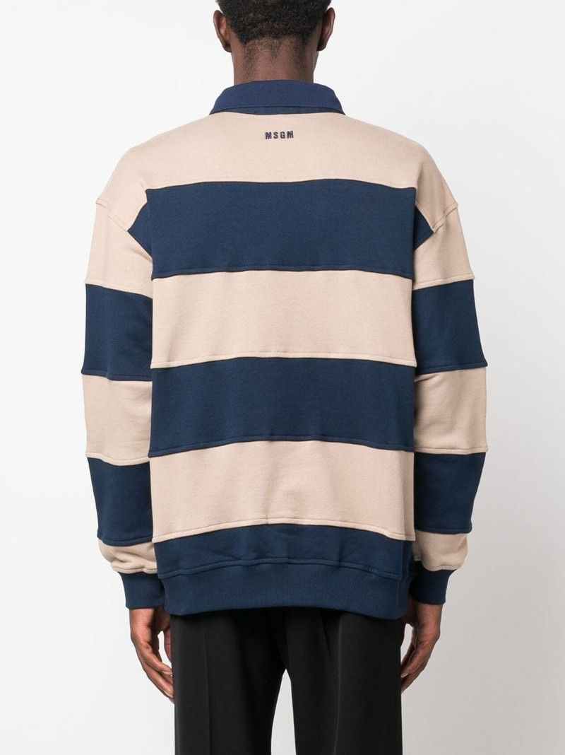 logo-patch striped polo sweatshirt 4