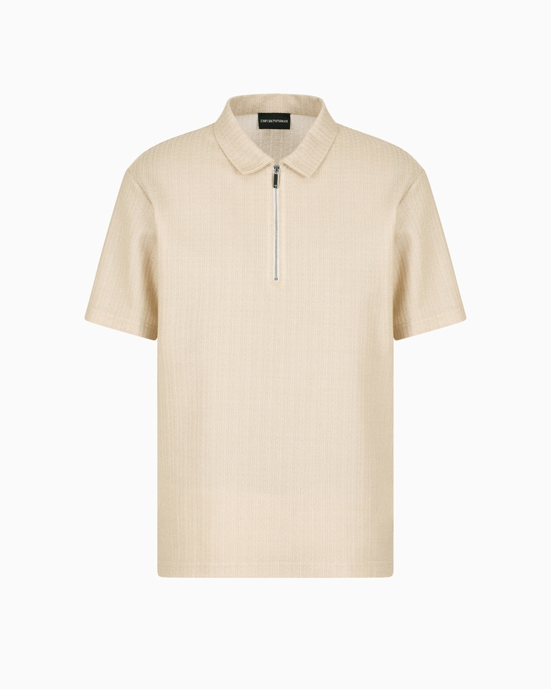 POLO SHIRT IN A MICRO-PERFORATED KNIT WITH ZIP 1