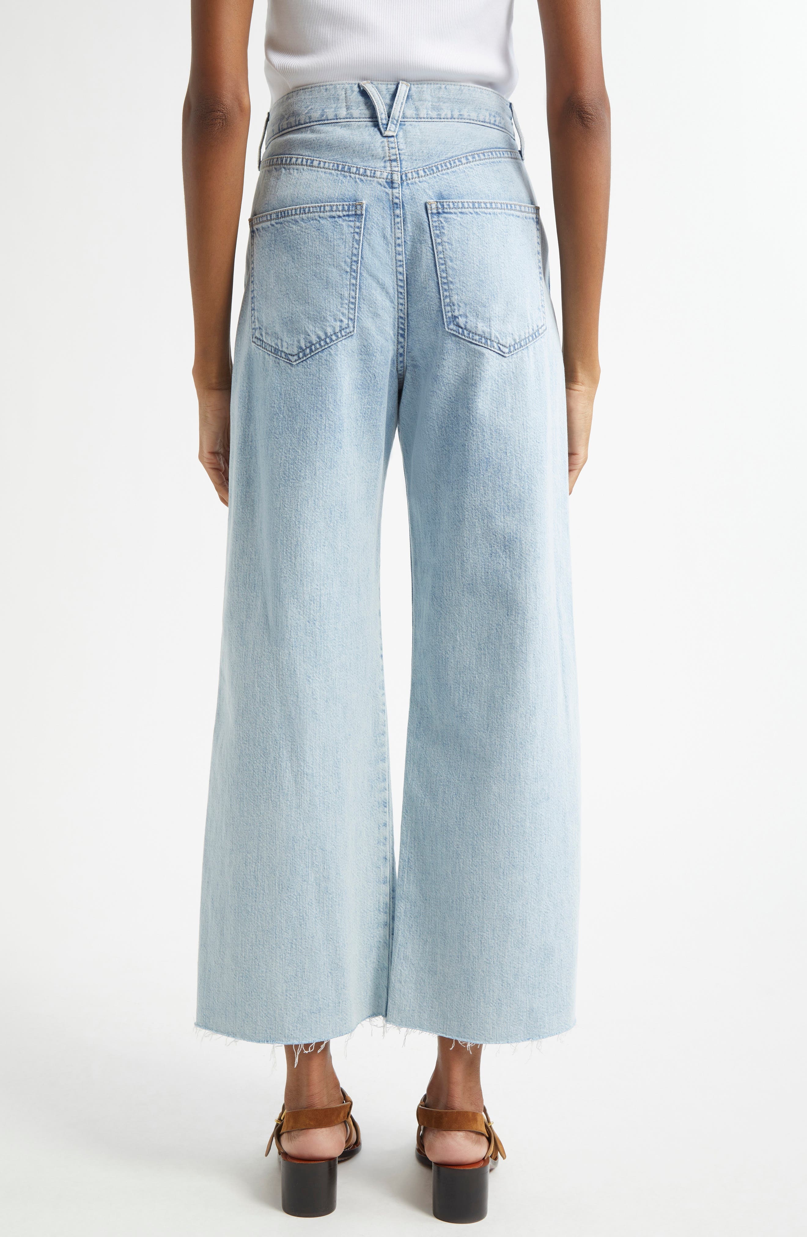 Veronica Beard Taylor Raw Hem High Waist Ankle Wide Leg Jeans in Pale Stone at Nordstrom - 3