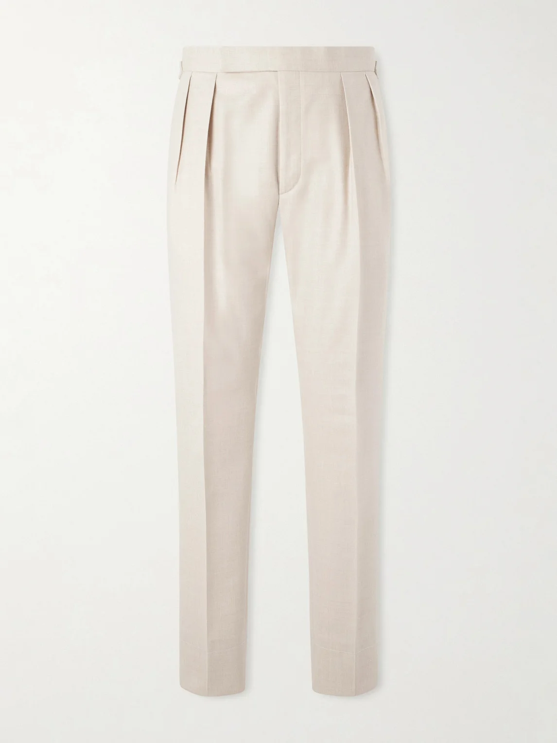 Straight-Leg Pleated Wool-Flannel Trousers - 1
