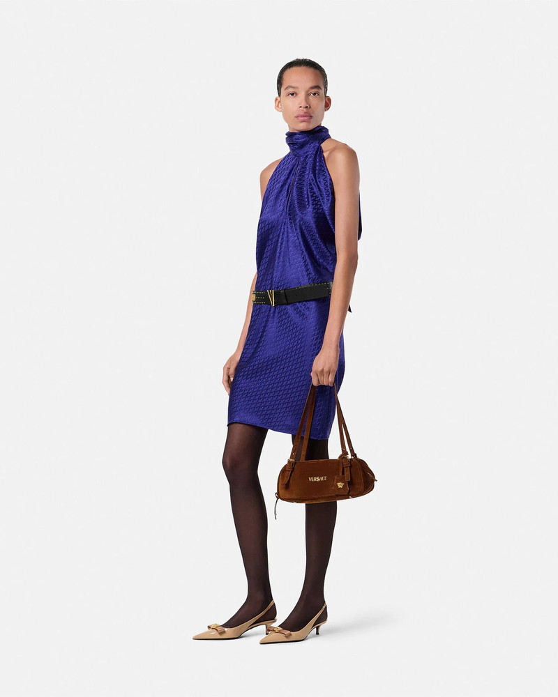 VERSACE V Allover Jacquard Silk Relaxed Mini Dress outlook