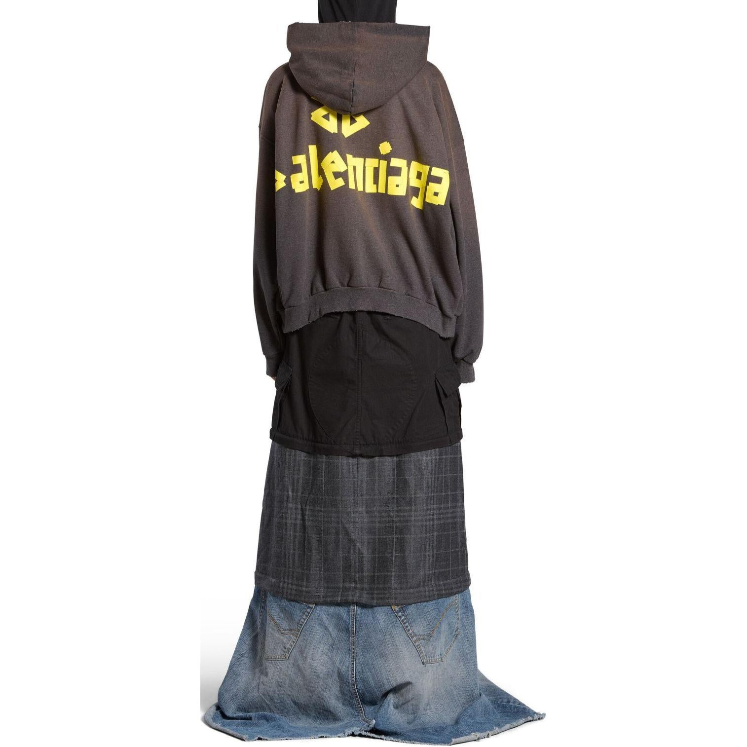 Balenciaga Tape Type Ripped Pocket Hoodie Large Fit 'Dark Grey' 744441TQVA98519 - 4