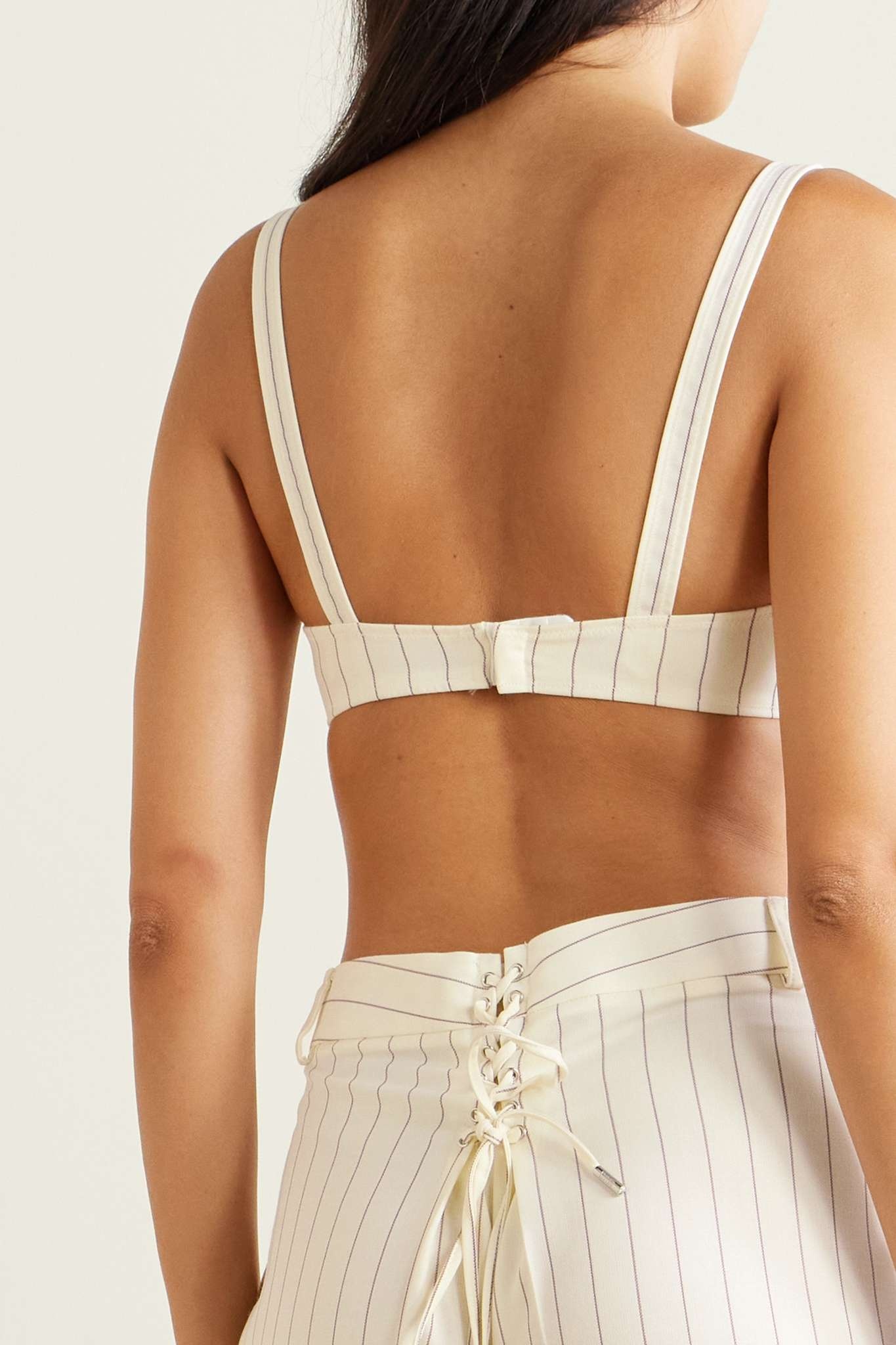 Cropped striped twill top - 4