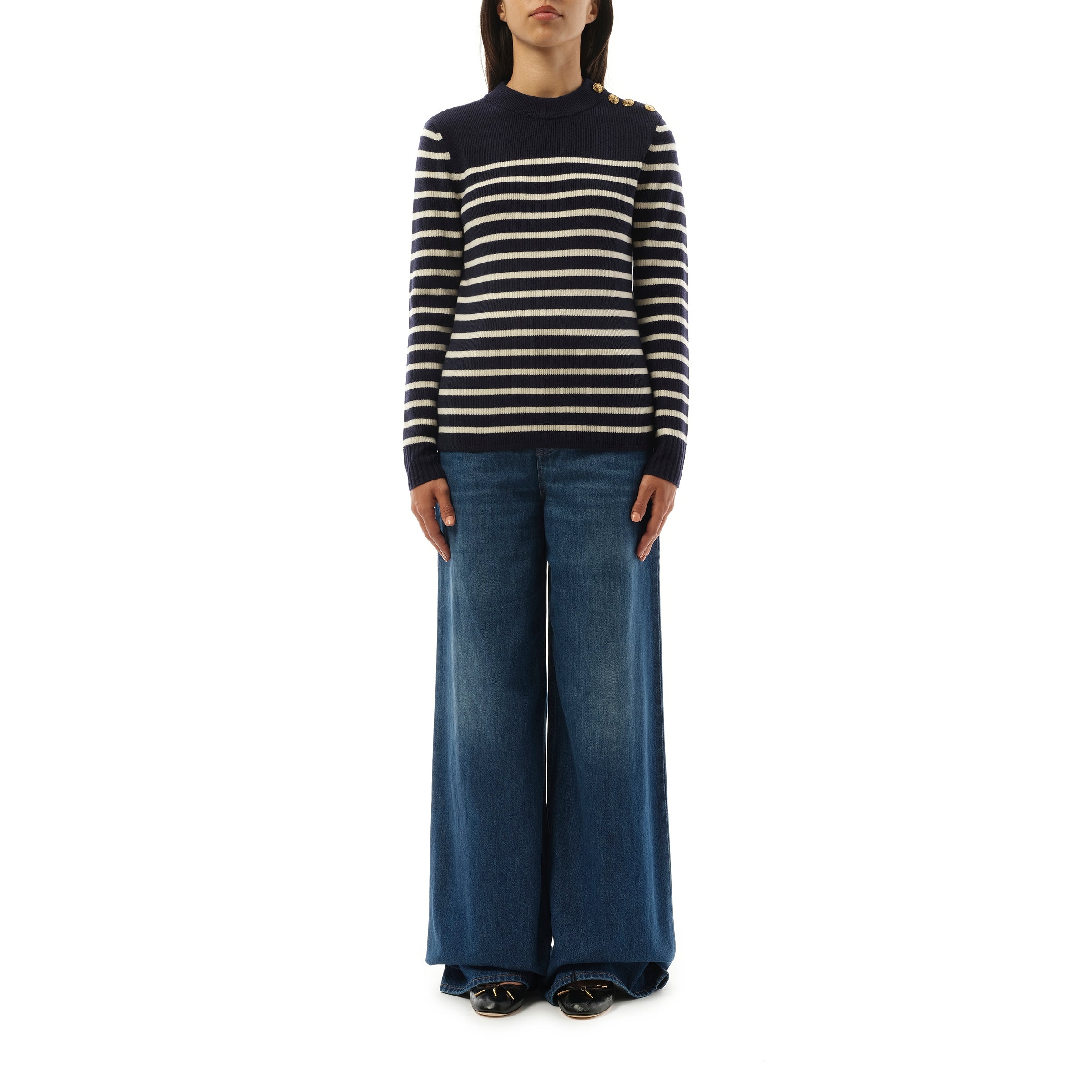 Chloe Mariniere Sweater in Blue/White - 4