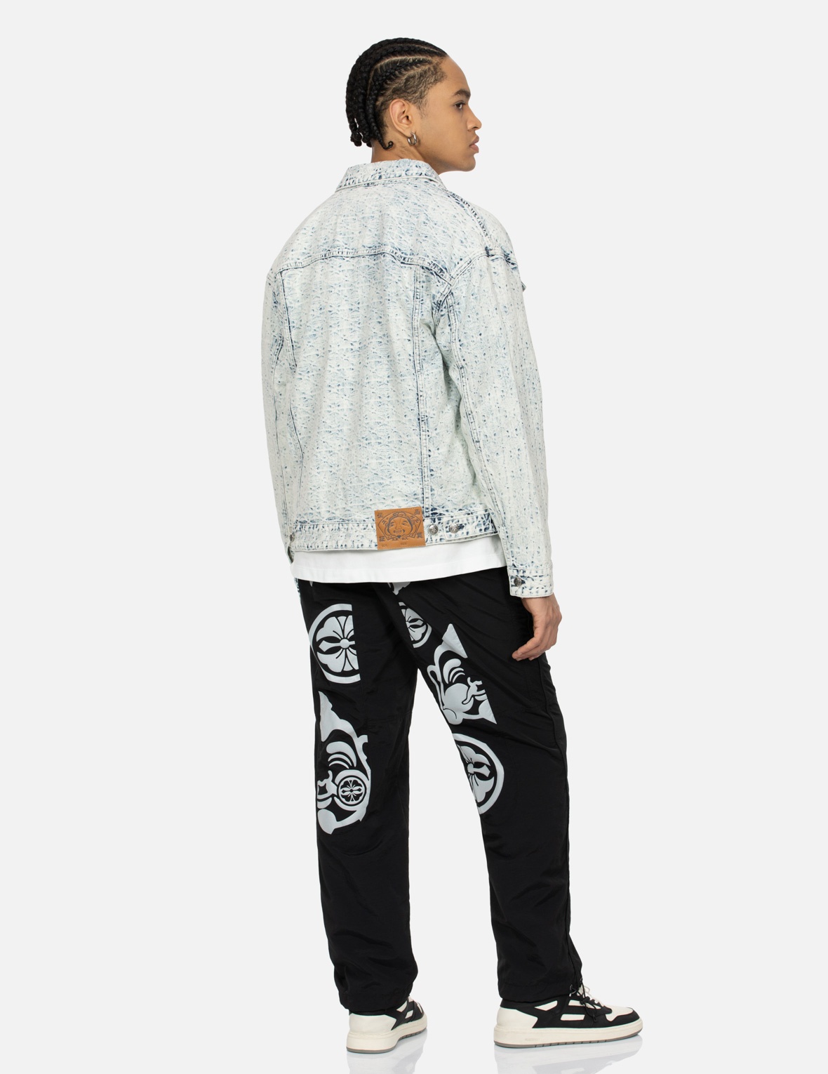 ALLOVER KAMON JACQUARD AND SEAGULL EMBROIDERY LOOSE FIT DENIM JACKET - 4