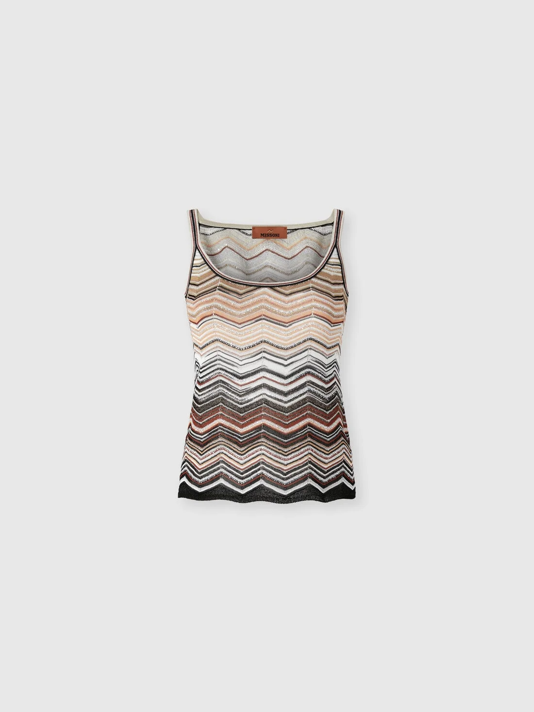 Chevron Lamé Viscose Sleeveless Crewneck Top with Sequins - 1