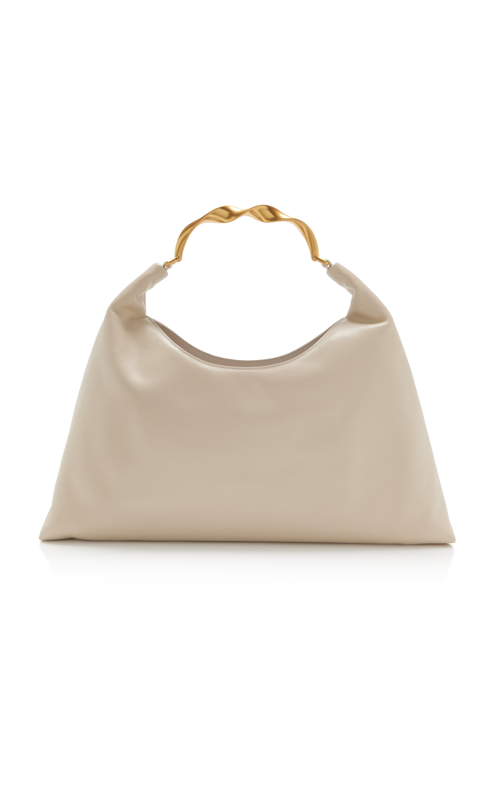 Twist Handle Leather Hobo Bag neutral - 4