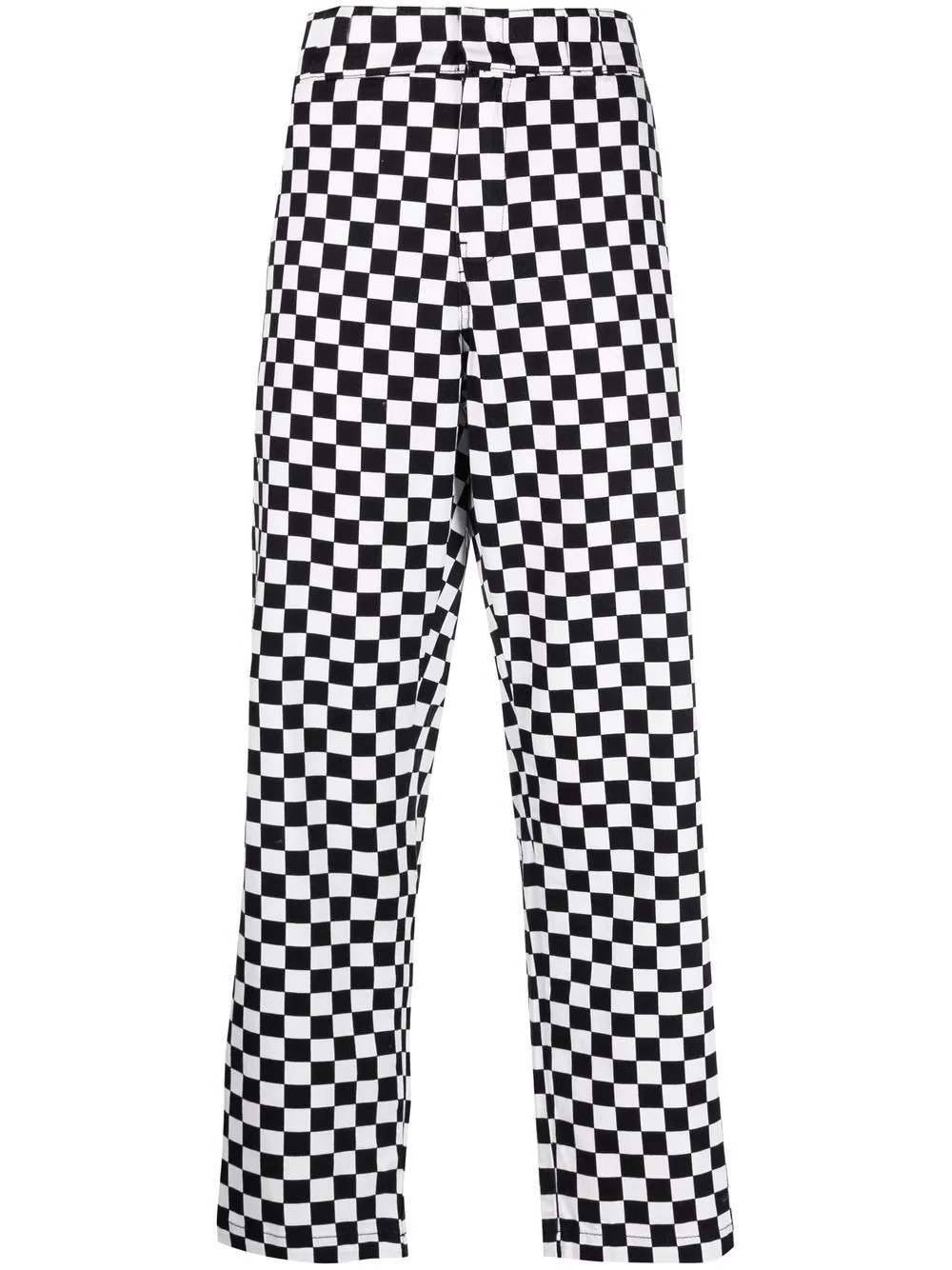 straight-leg checkerboard trousers - 1