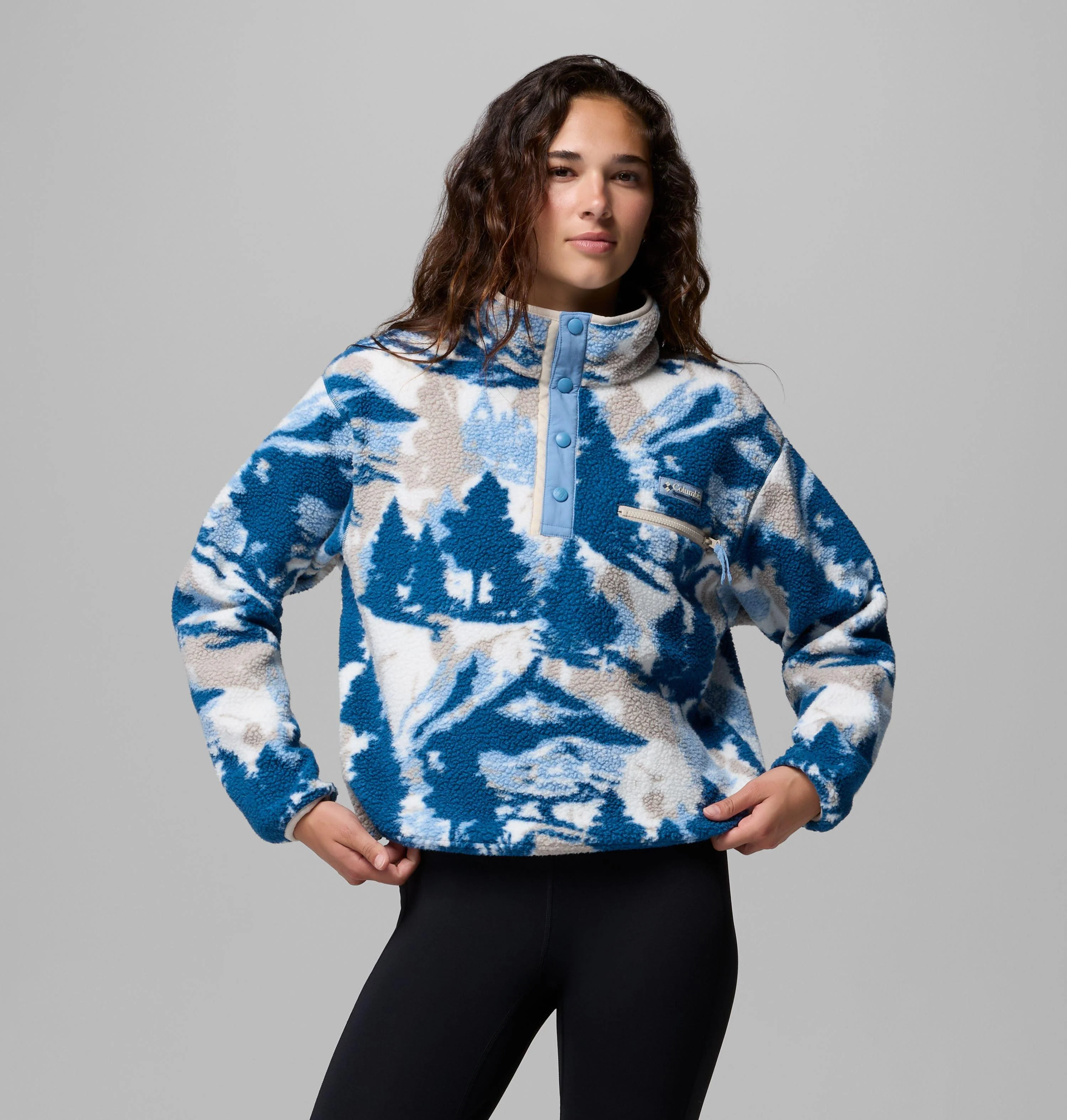 Women's Helvetia II Printed Cropped Half Snap Fleece Pullover - 1
