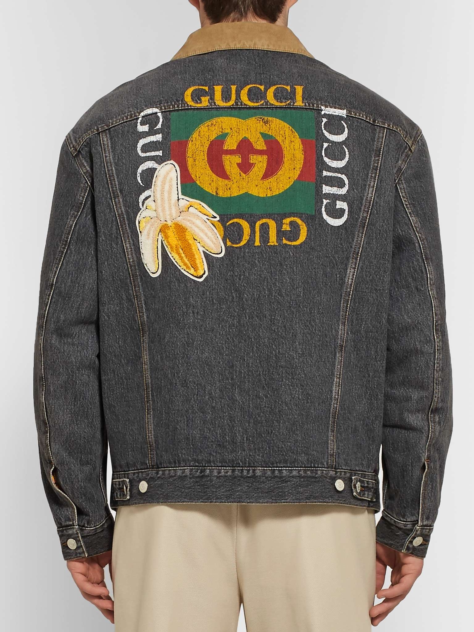 Corduroy-Trimmed Appliquéd and Printed Denim Jacket - 5