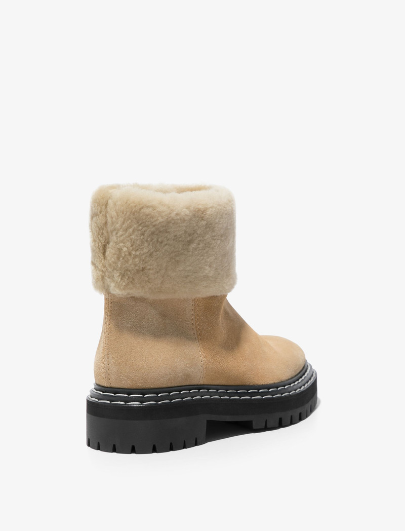Proenza Schouler Suede Lug Sole Shearling Ankle Boots outlook