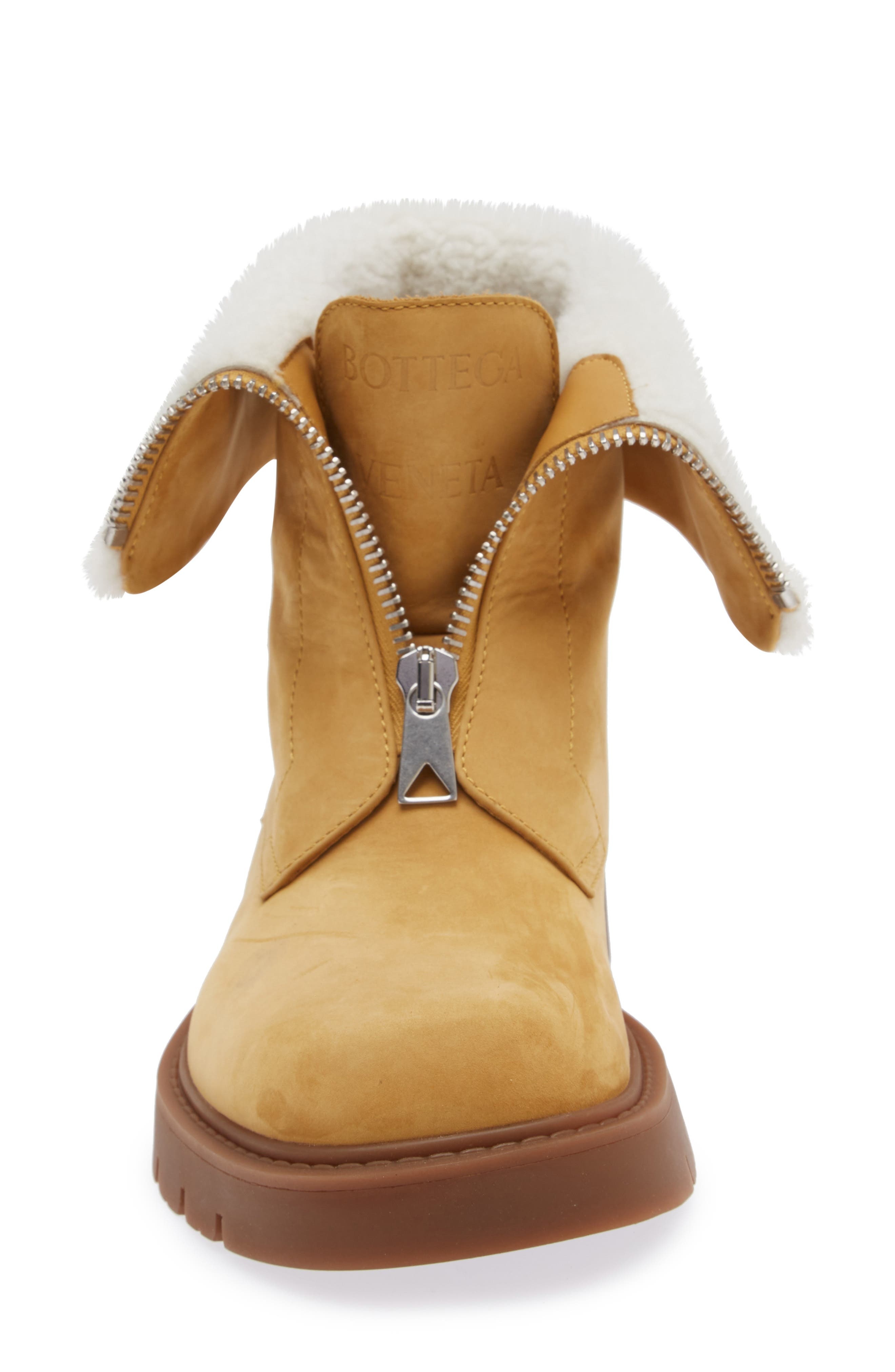 Bottega Veneta Haddock Lug Sole Genuine Shearling Lined Boot in Ochre/Popcorn at Nordstrom - 4