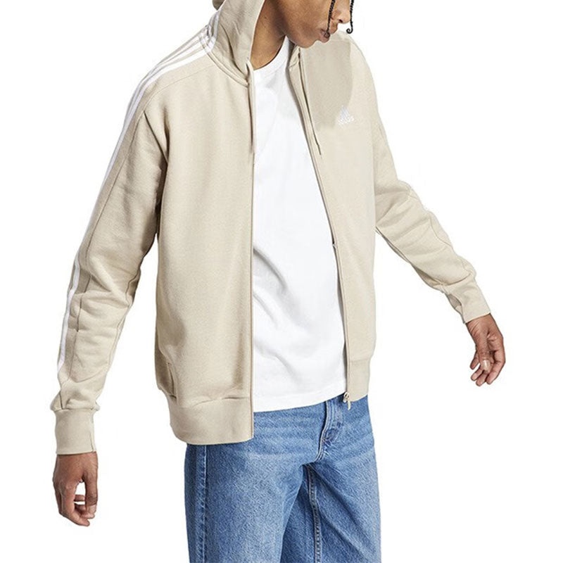 adidas French Terry 3-Stripes Full-Zip Hoodie Jackets 'Beige' IJ8695 - 3