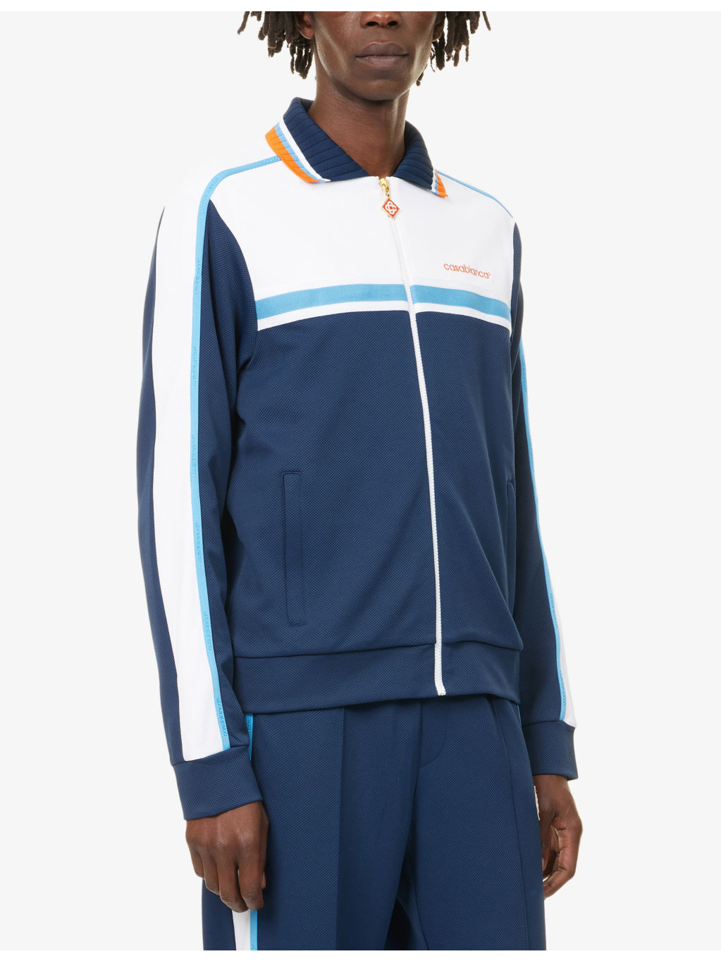 Polo-Collar Textured Woven Track Jacket - 3