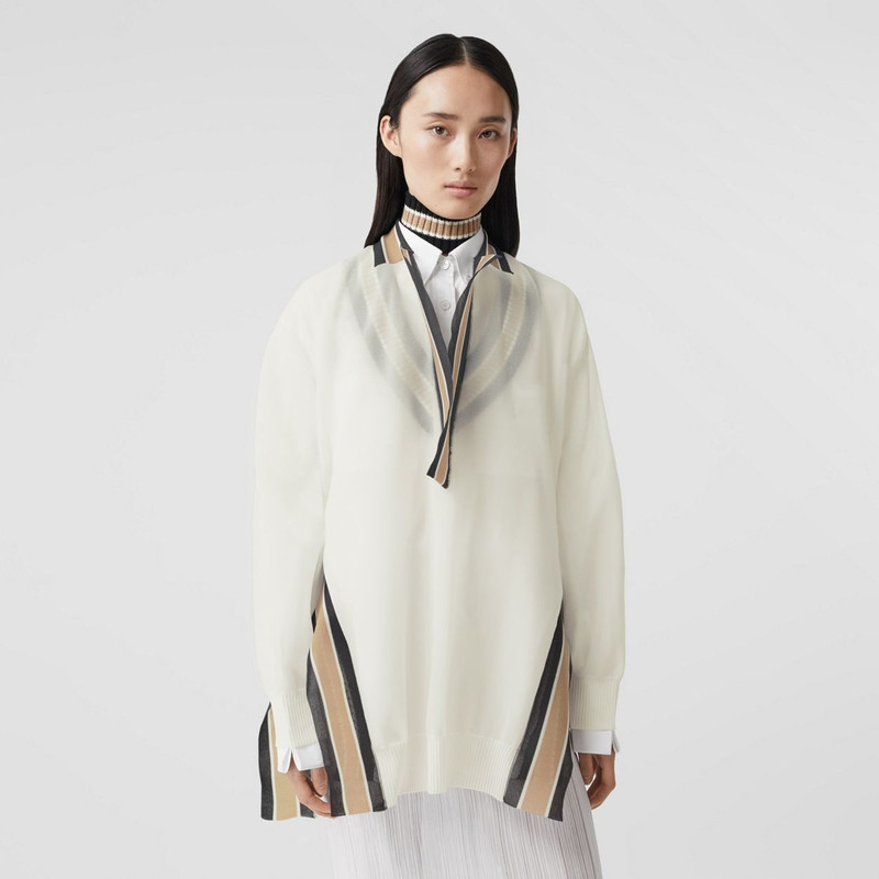 Long-sleeve Cricket Stripe Detail Knit Oversized Top 5