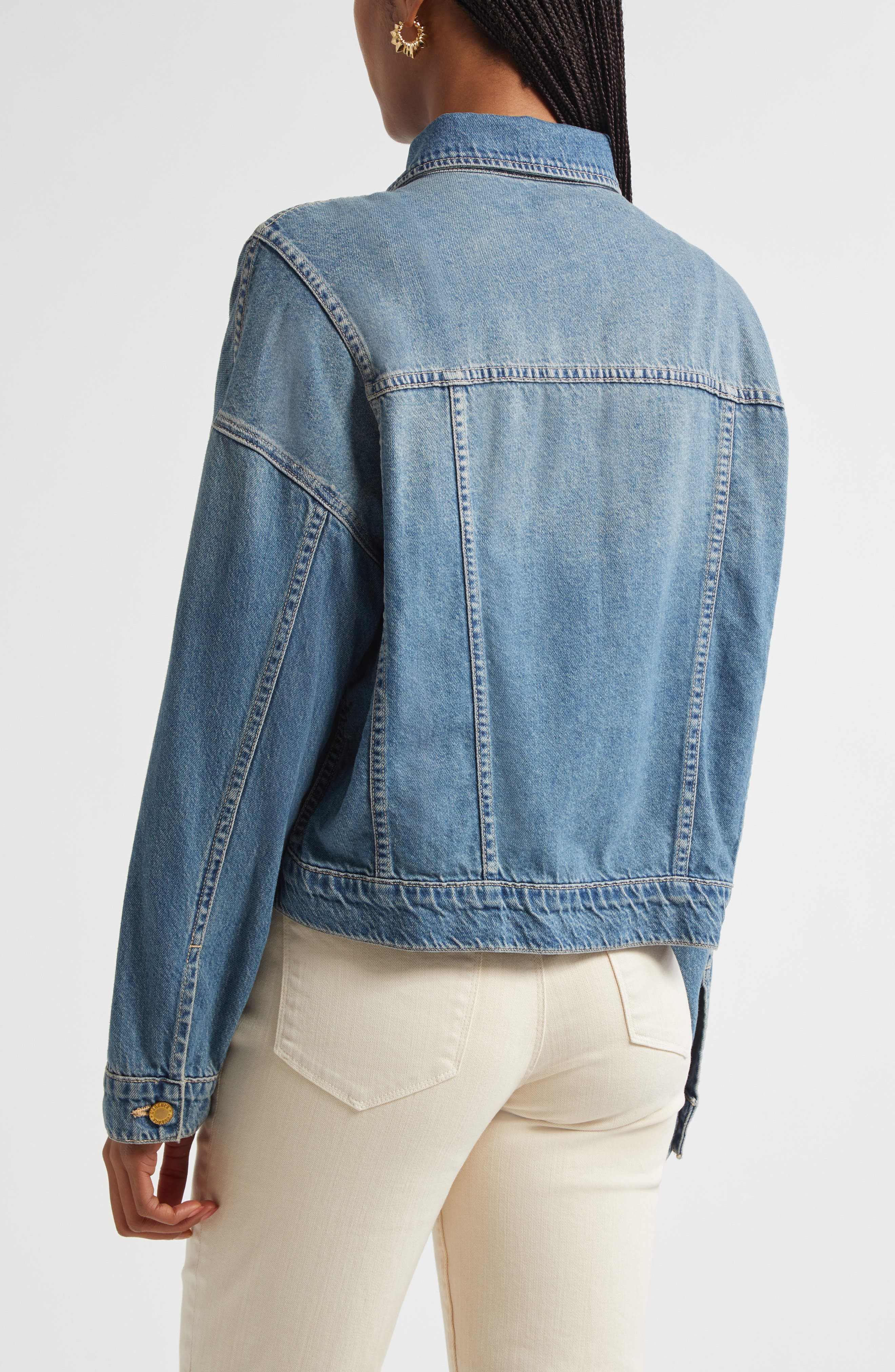 L'AGENCE Vianney High-Low Crop Denim Jacket in Fargo at Nordstrom - 3