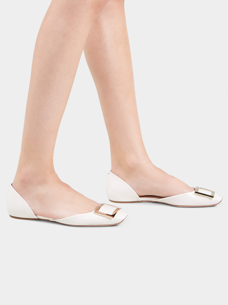 Roger Vivier Trompette Dorsay Metal Buckle Ballerinas in Patent Leather outlook