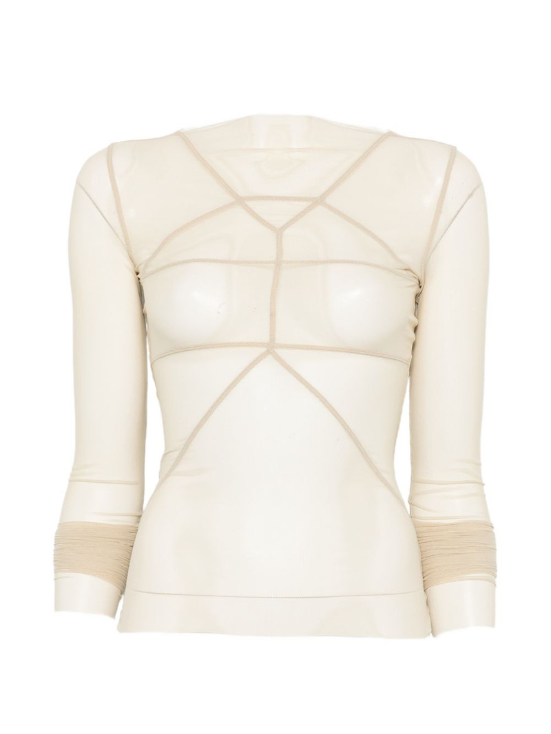 Temple sheer panelled long-sleeve top 1