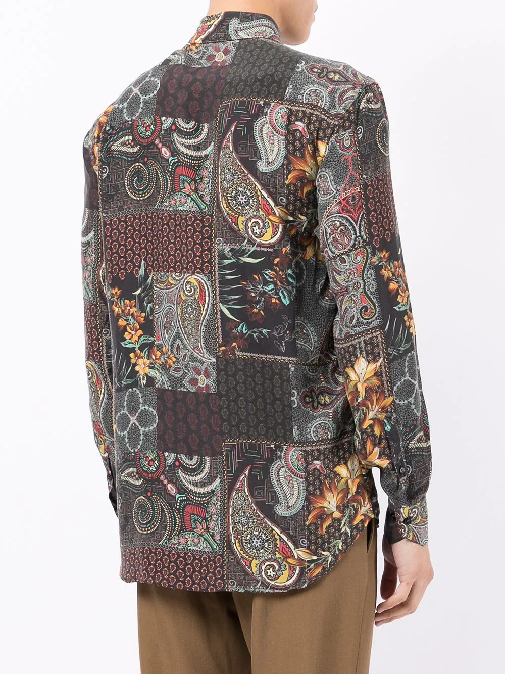 patchwork-print silk shirt - 4