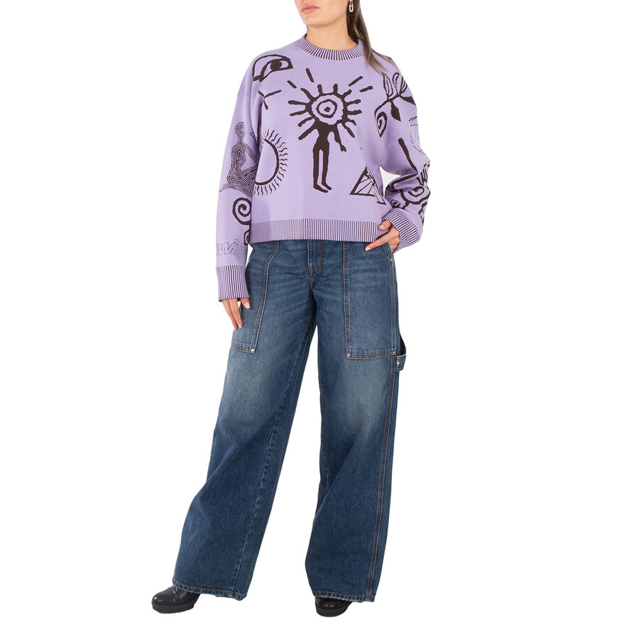 Stella McCartney Purple Graphic Flock Artwork Jumper - 4
