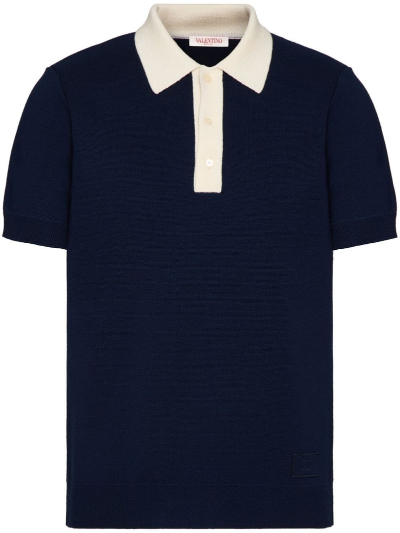 contrast-trim fine-knit polo shirt 1