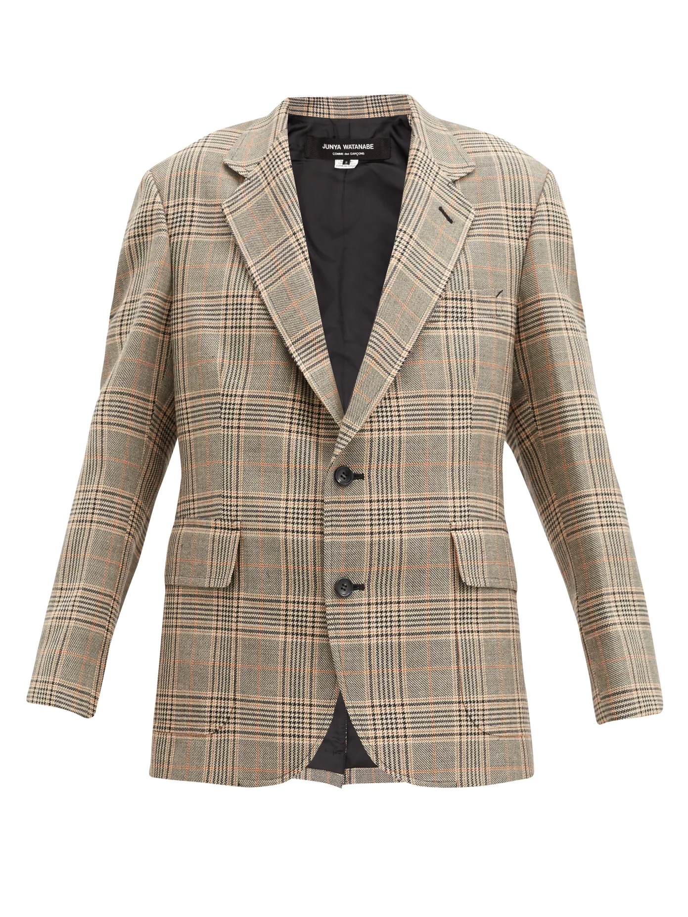 Single-breasted elbow-patch checked tweed blazer - 1