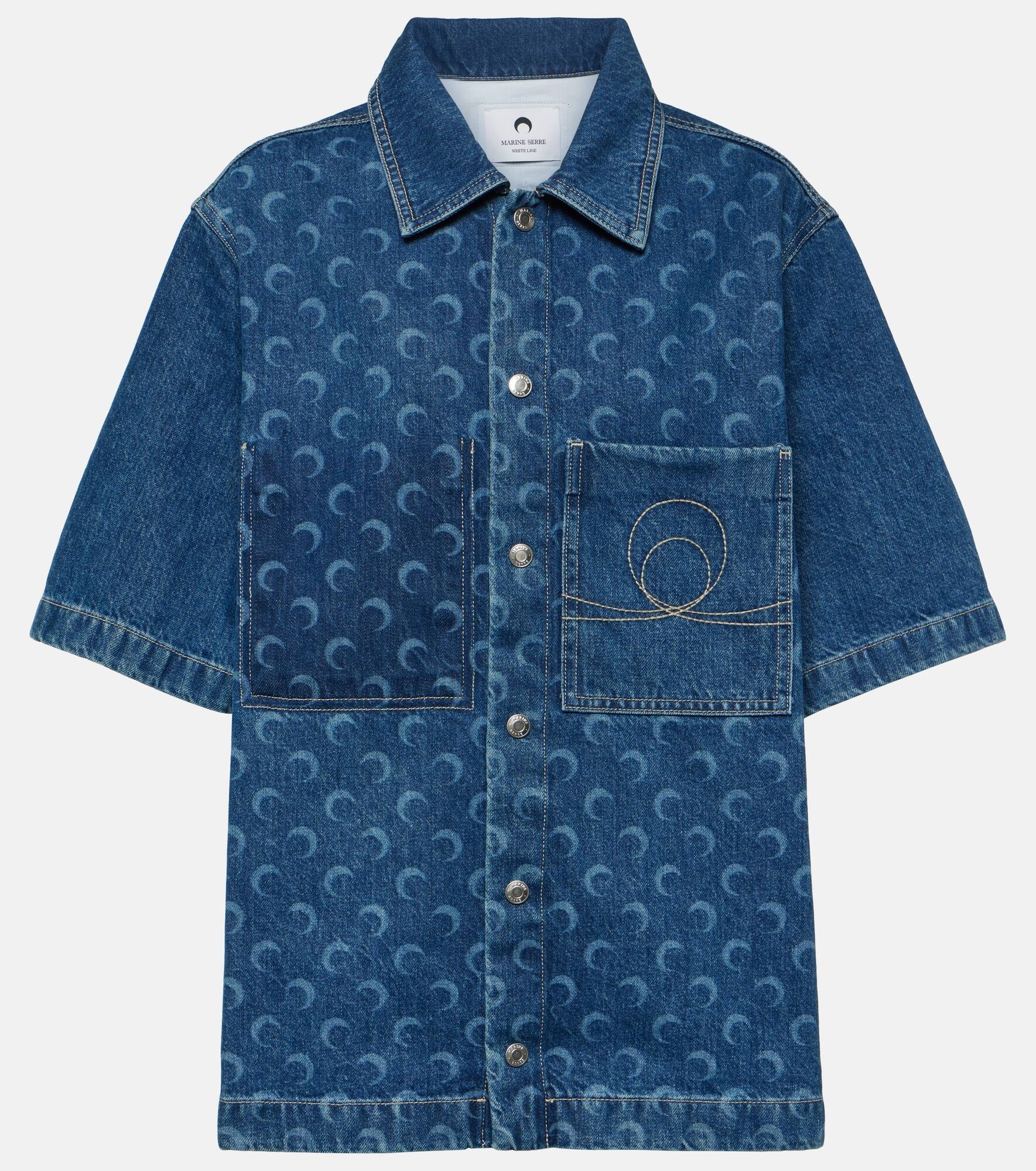 Marine Serre Deadstock printed denim bowling shirt | REVERSIBLE