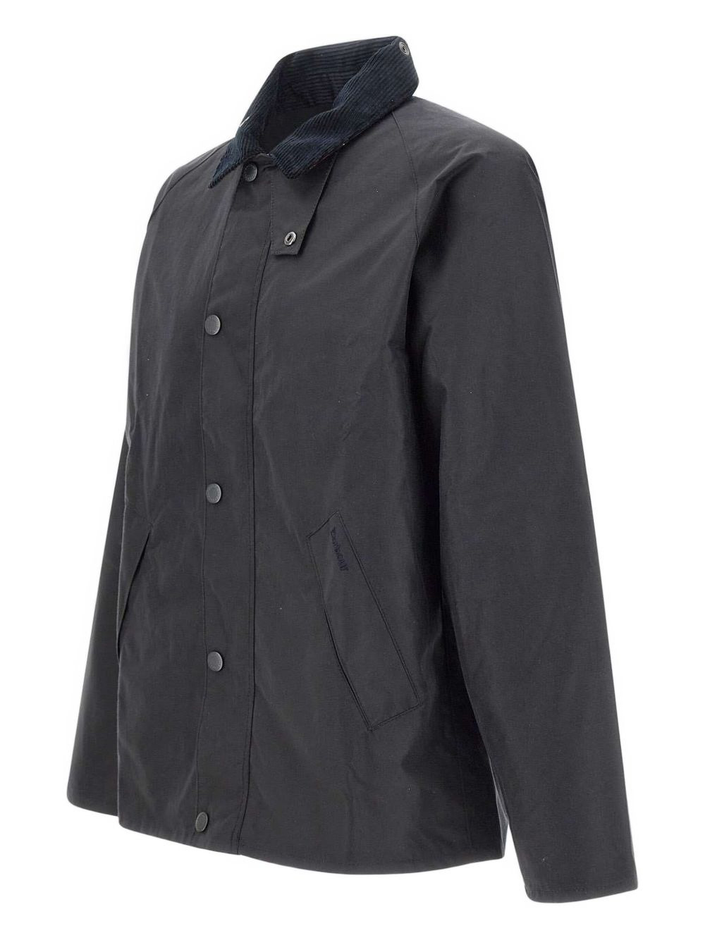 corduroy-collar waxed-cotton jacket - 3