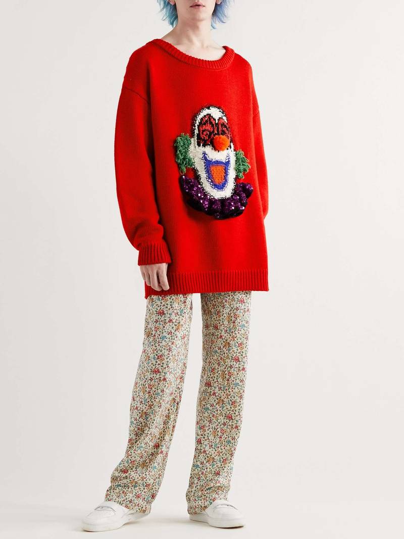CELINE Oversized Sequin-Embellished Intarsia Wool Sweater outlook