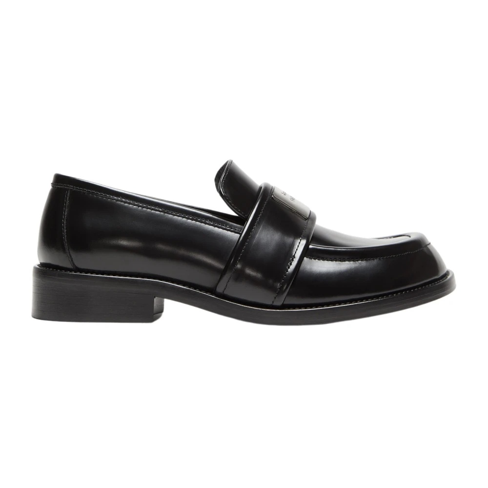 Acne Studios BLACK BRUSHED LEATHER LOAFERS SHOES | miinto