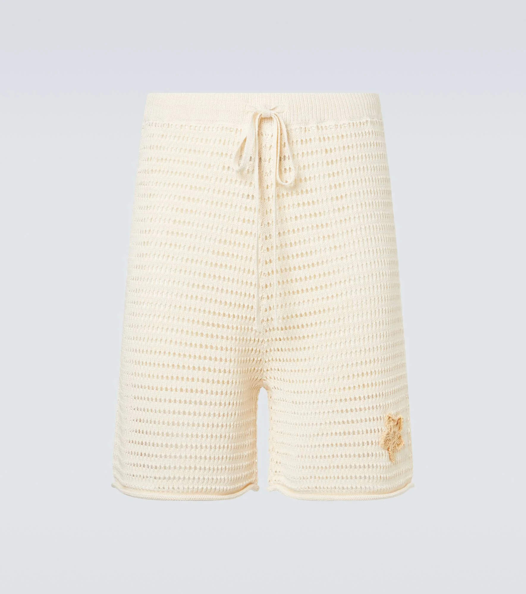 Crochet floral-appliqué open-knit Bermuda shorts - 1
