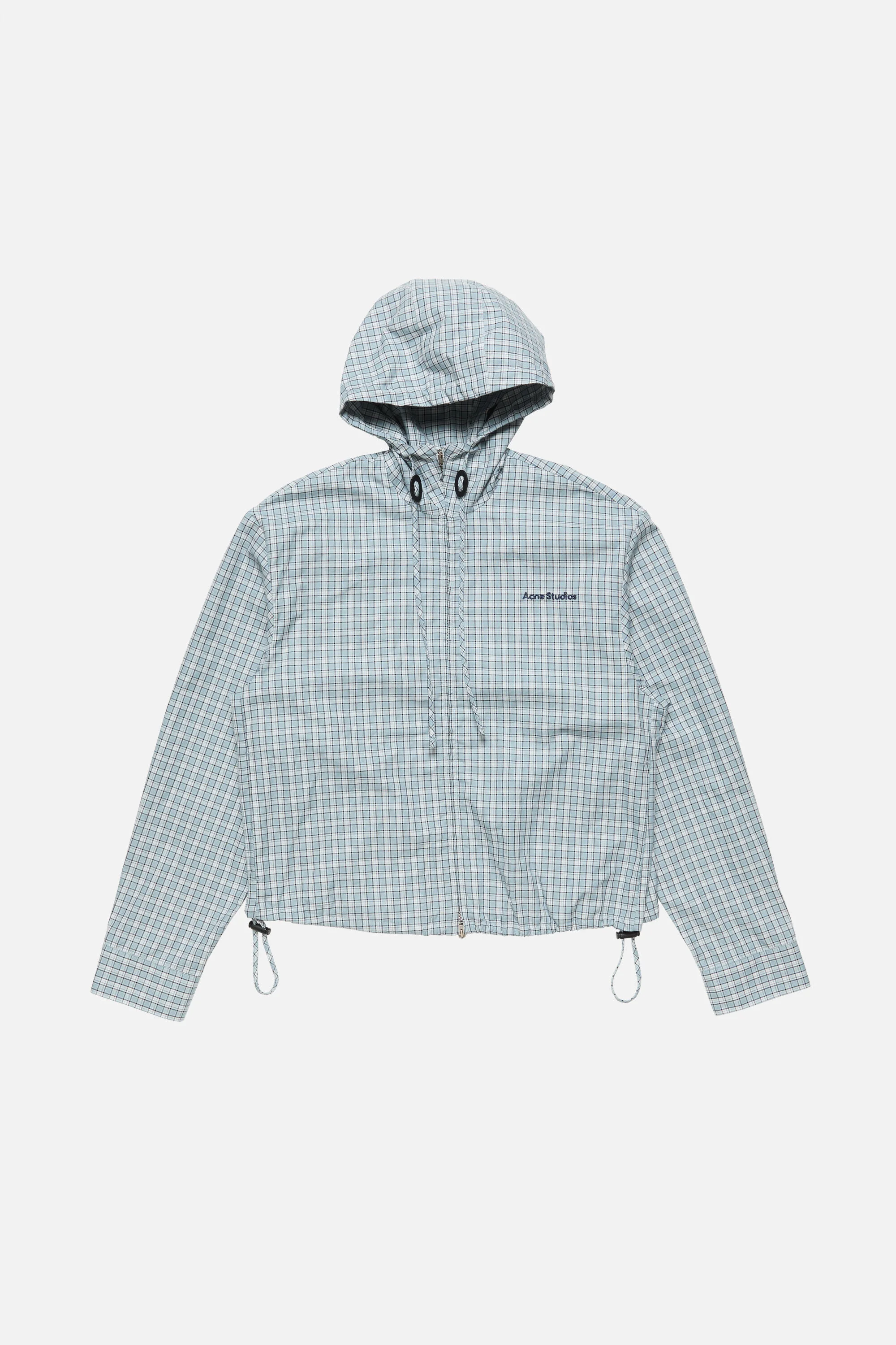 Hooded check jacket - Blue/white - 1