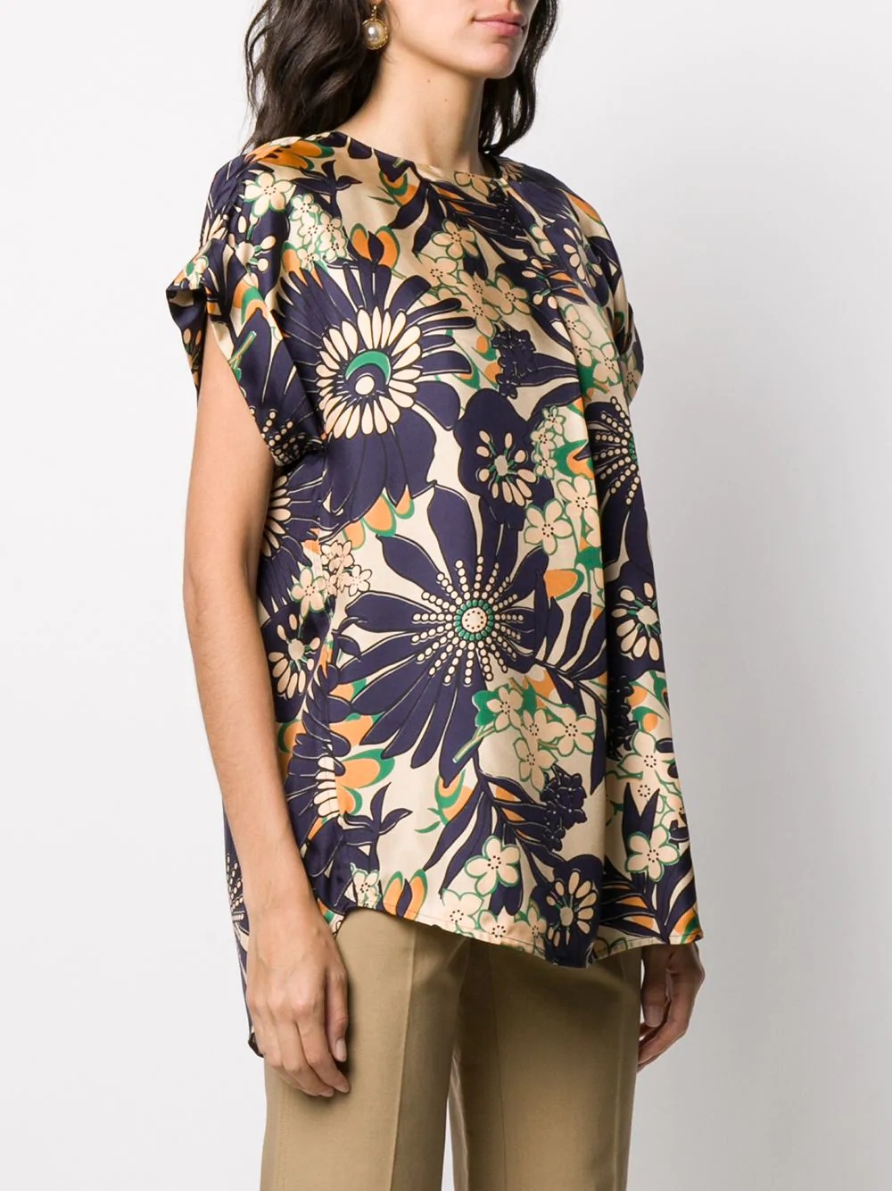 retro floral-print satin top - 3