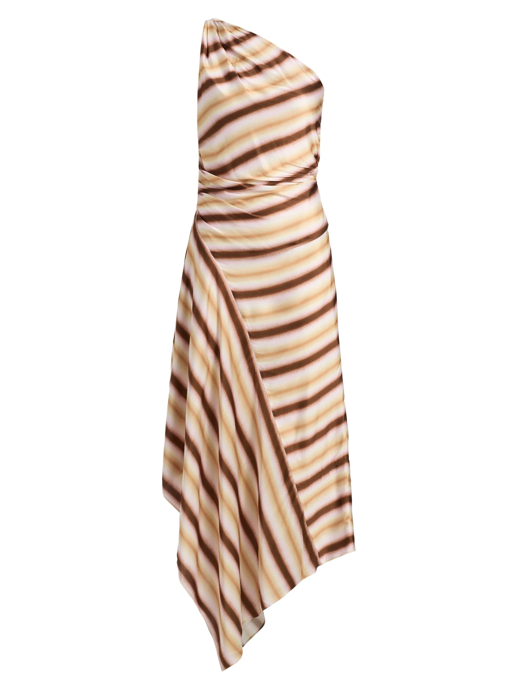A. L.C. Women's Lyn Striped One-Shoulder Midi-Dress - Peach Blossom Milk Chocolate - 1