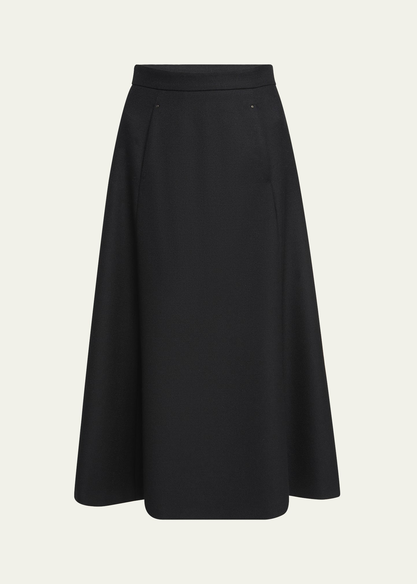 Circle-Cut Wool Midi Skirt - 1