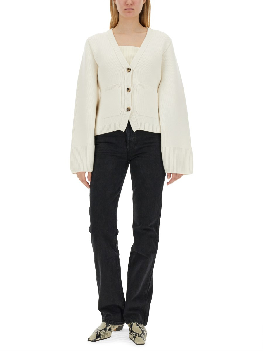 CARDIGAN SCARLET IN CASHMERE CON SCOLLO A V - 2