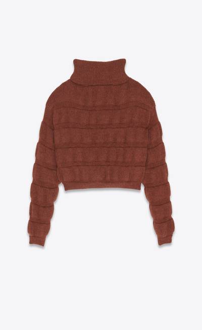 SAINT LAURENT cropped turtleneck sweater in wool outlook
