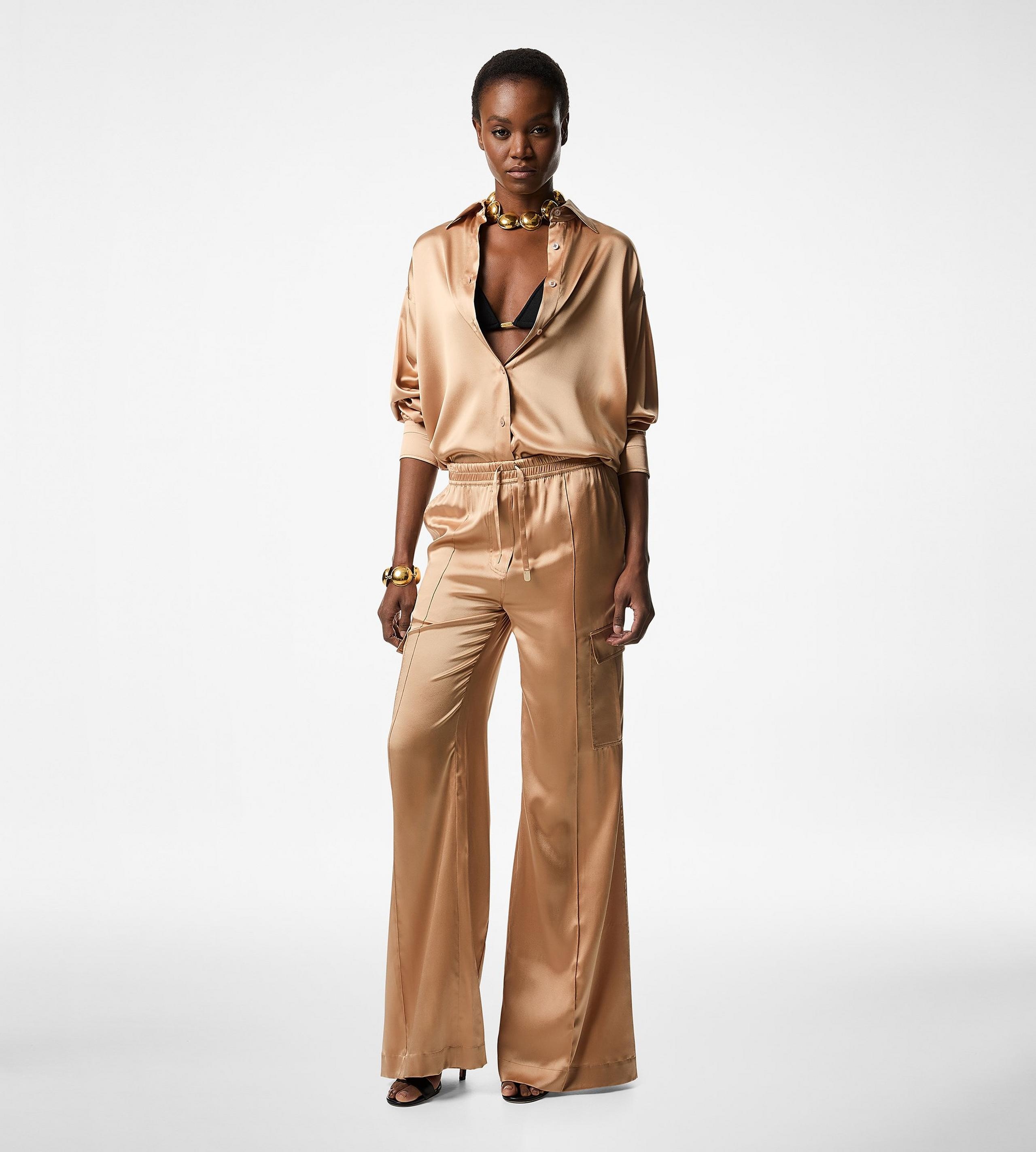 STRETCH SILK SATIN RELAXED FIT SHIRT - 3