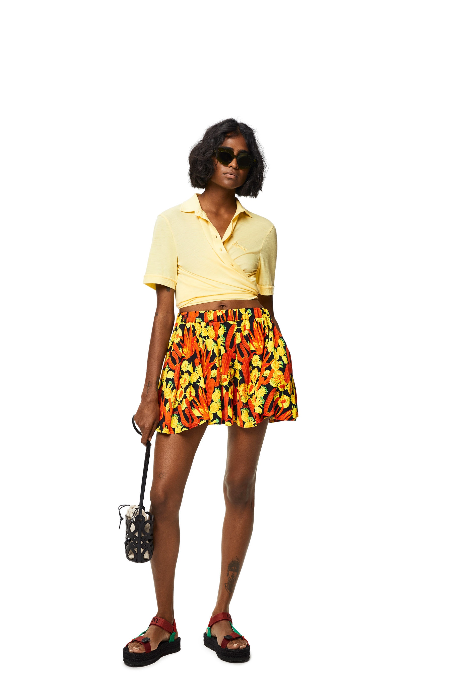 Cactus print flare shorts in viscose - 2