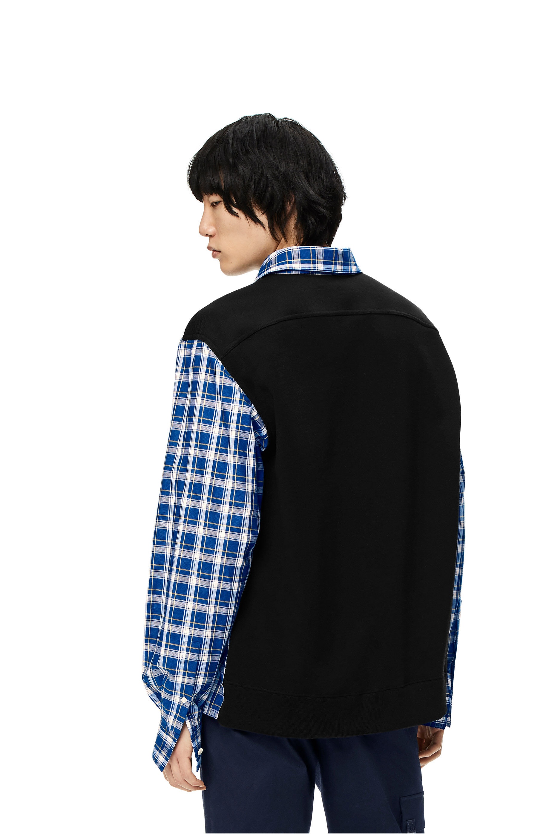 Fleece back check shirt in cotton - 4