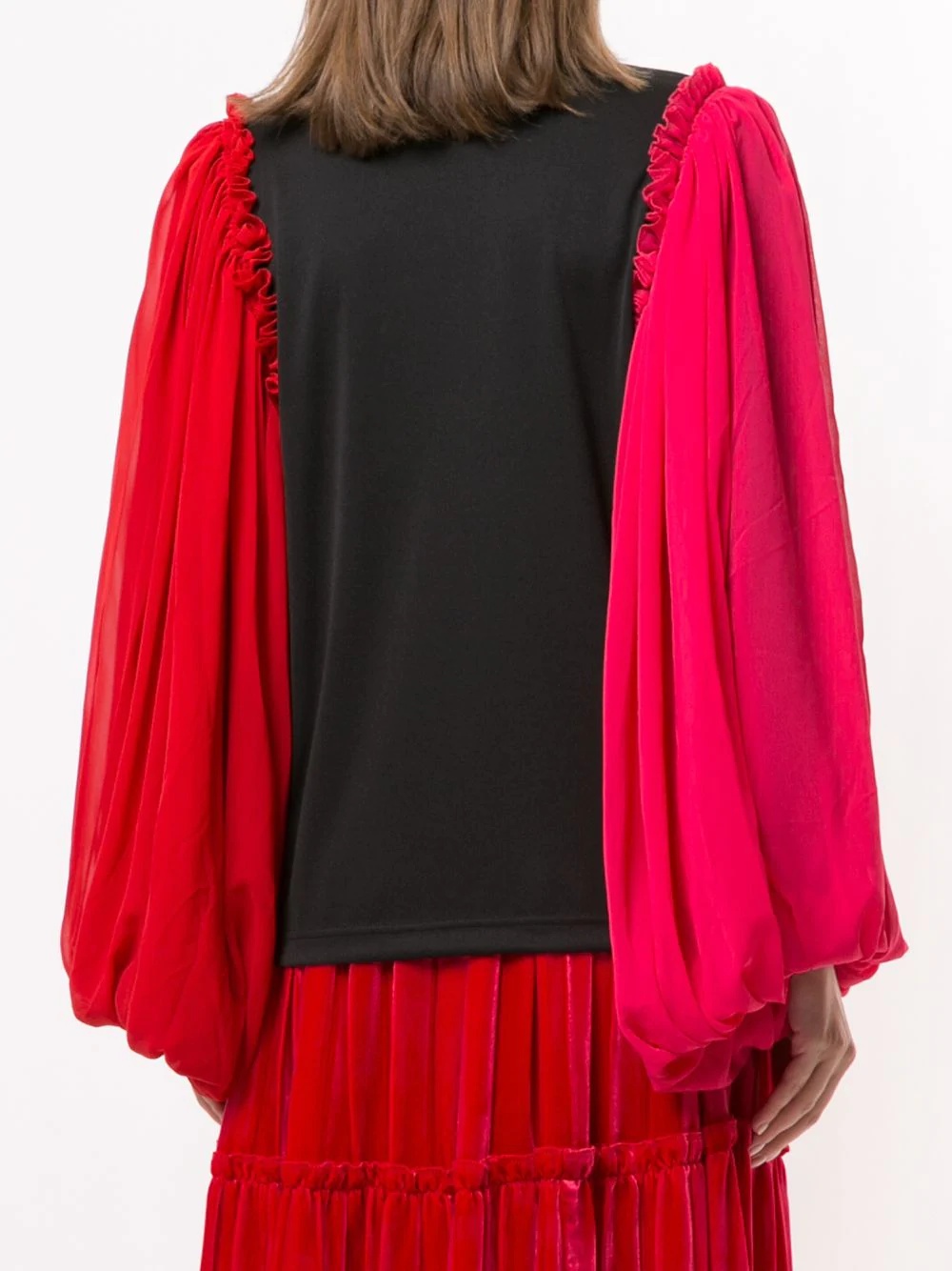 colour-block bell sleeve top - 4