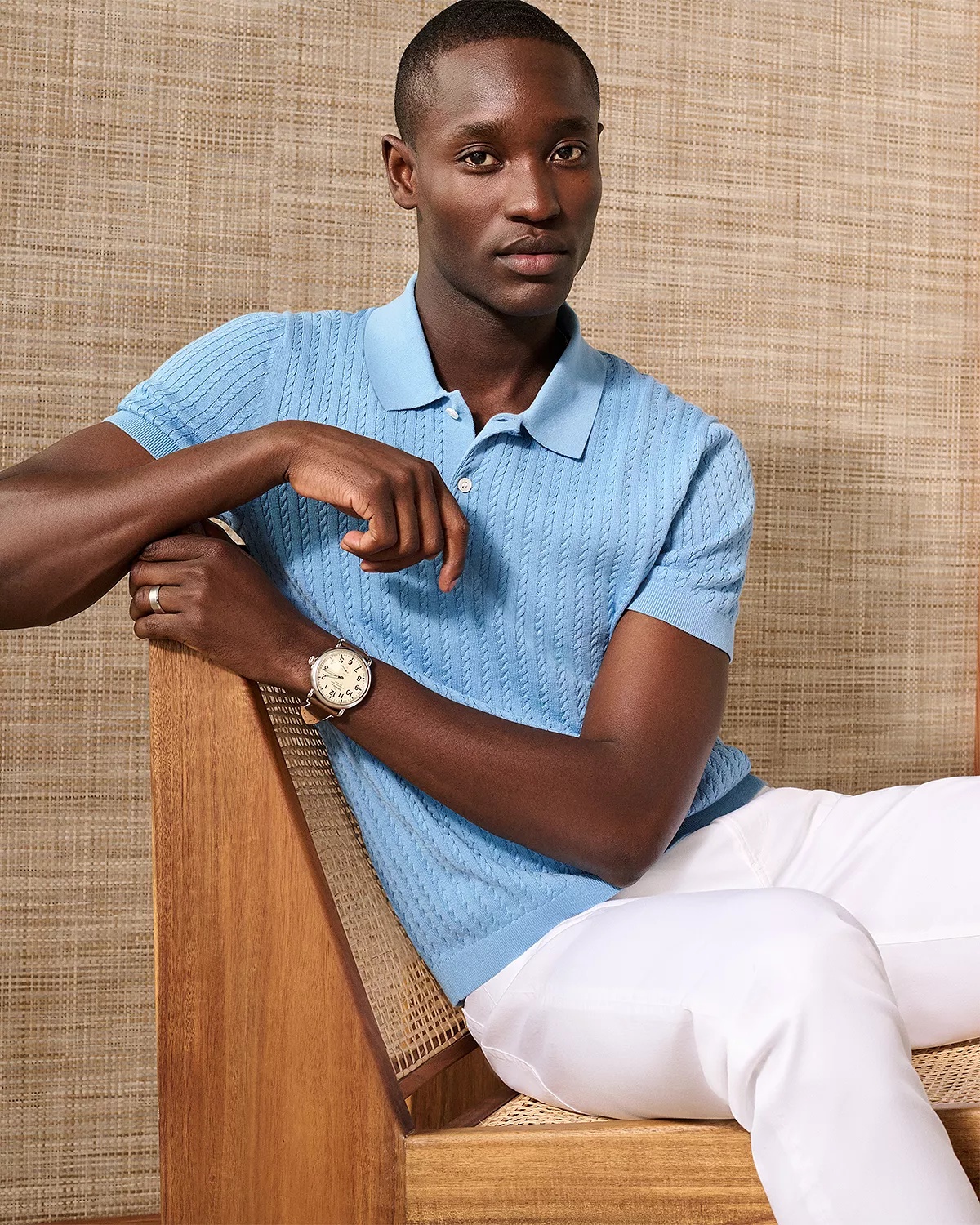 Short Sleeve Cable Polo - 9