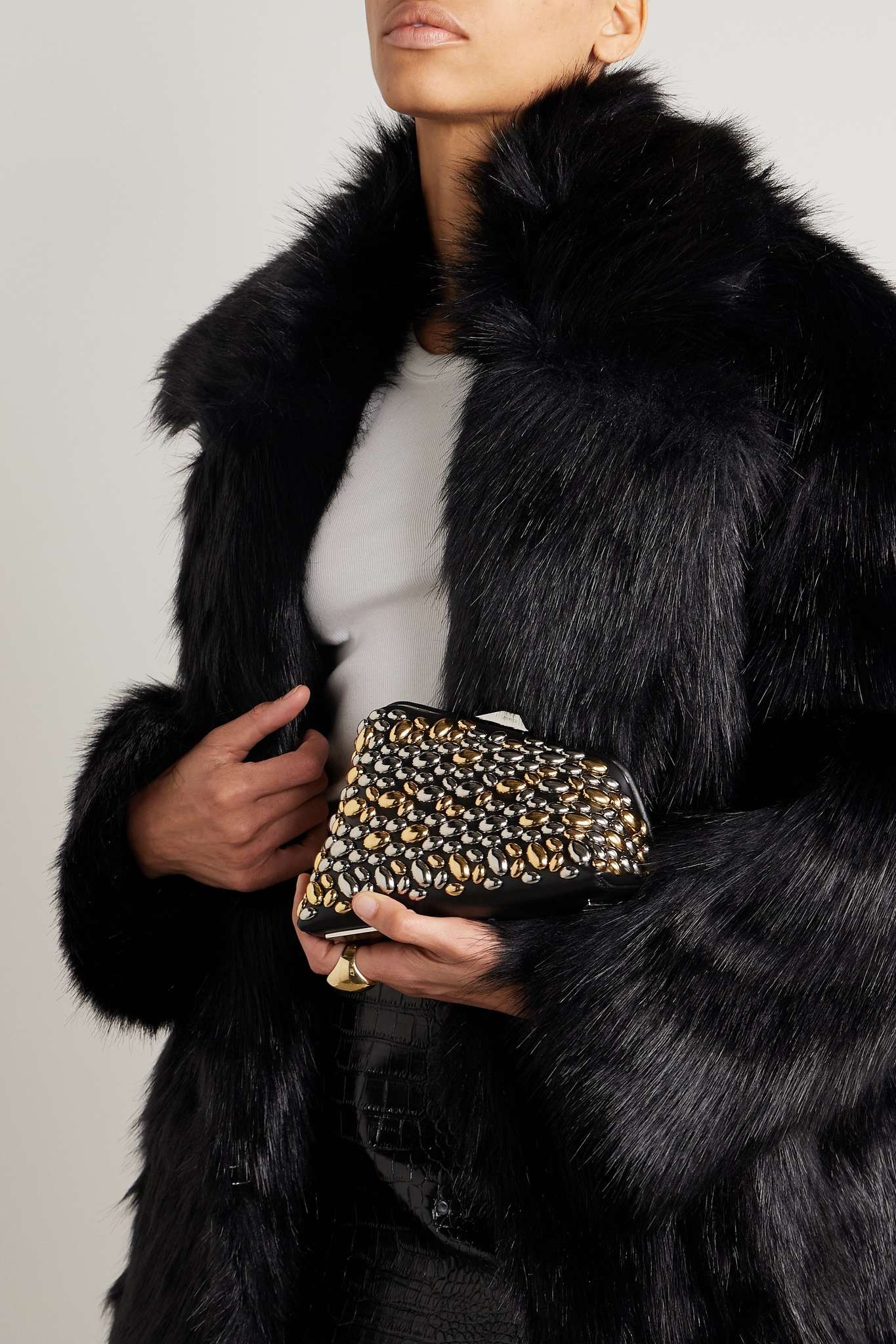 Midnight embellished leather clutch - 2