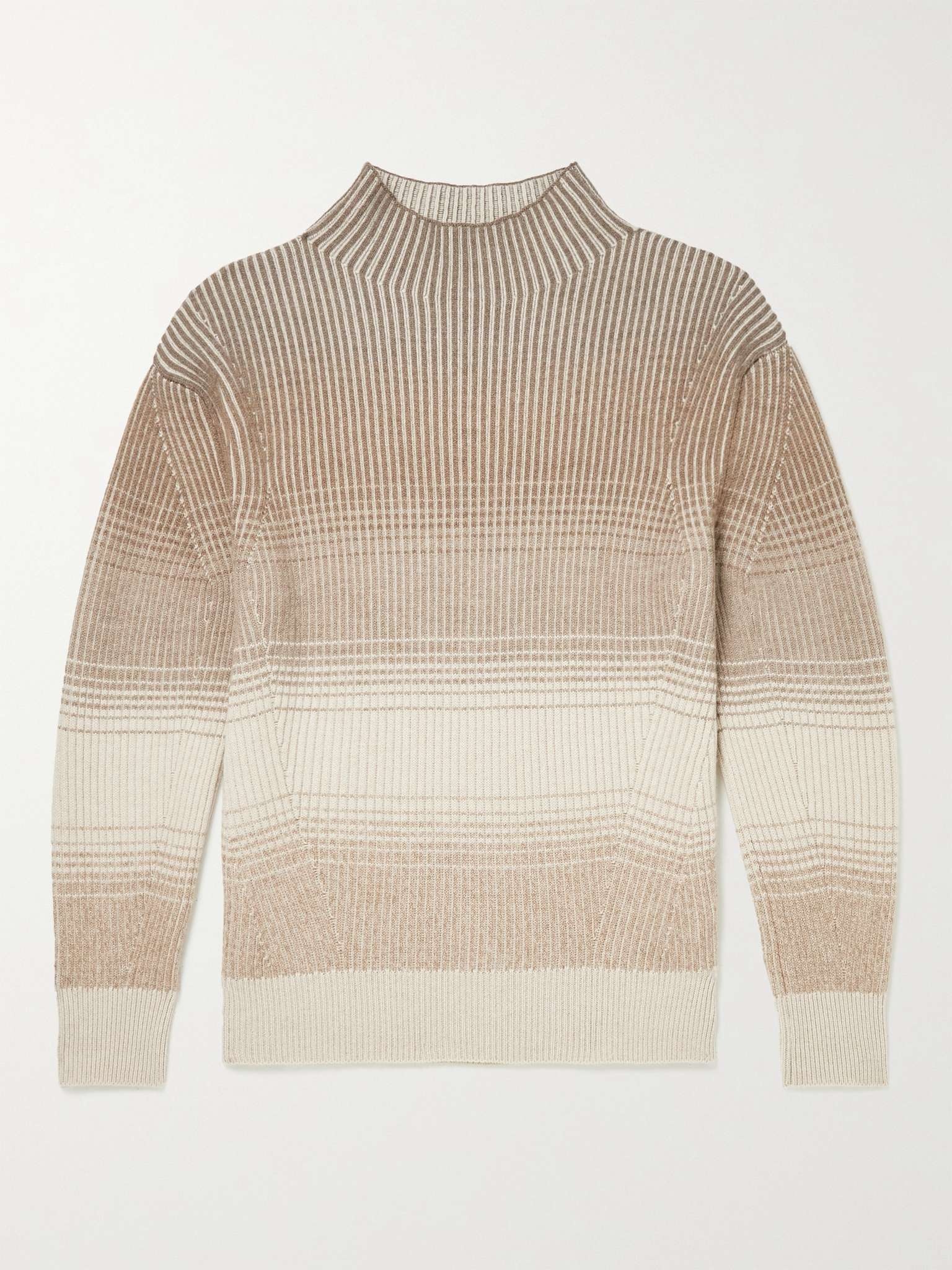 Ribbed Virgin Wool Mock-Neck Sweater - 1