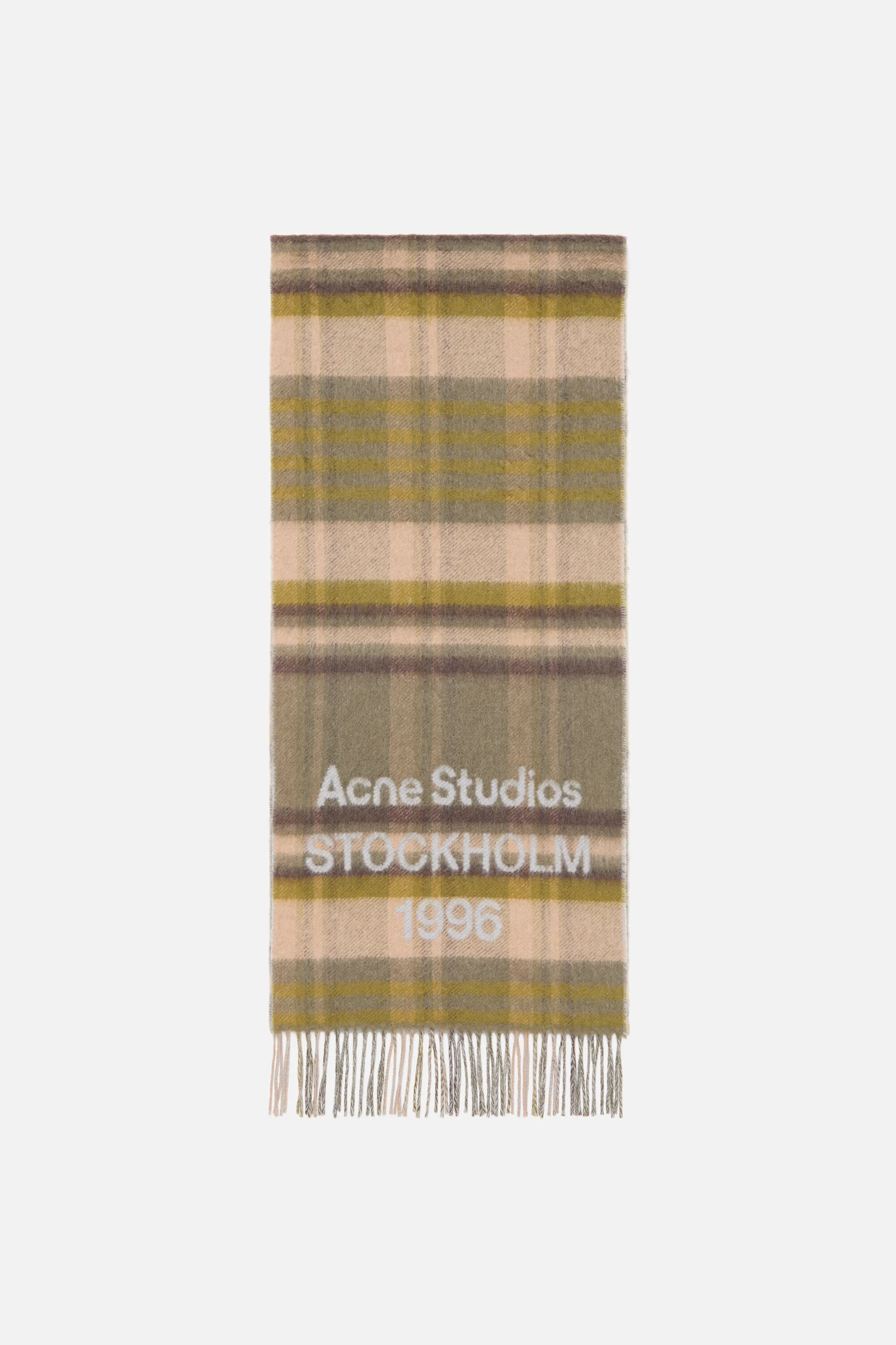 Check logo scarf - Wide - Olive green/grey - 1
