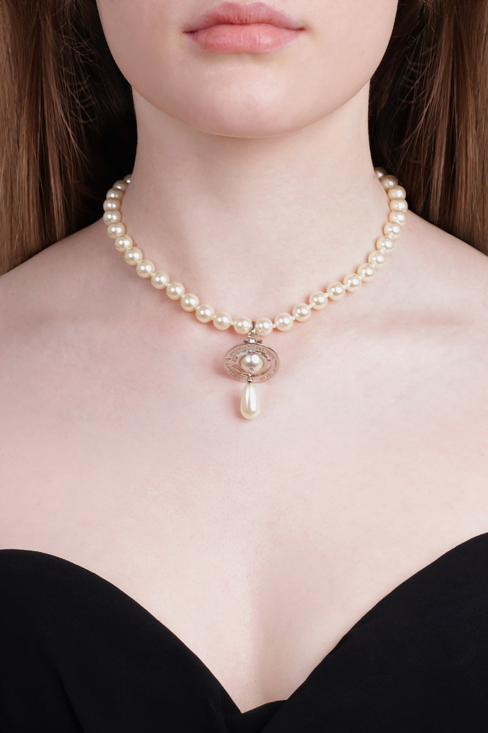 ONE ROW PEARL DROP CHOKER | SILVER - 3