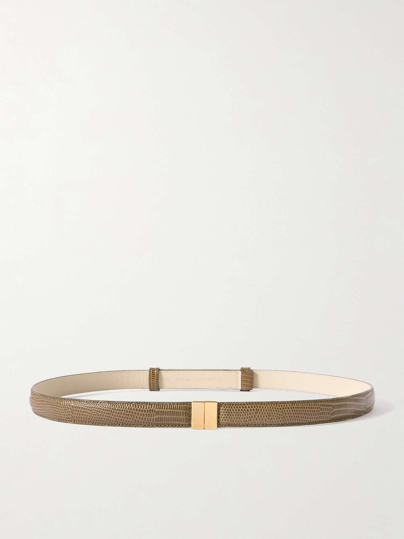 Snake-effect leather belt Dark green - 1